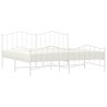 Cadre de lit métal sans matelas et pied de lit blanc 193x203 cm 