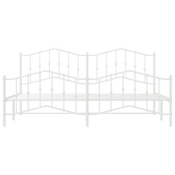 Cadre de lit métal sans matelas et pied de lit blanc 193x203 cm 