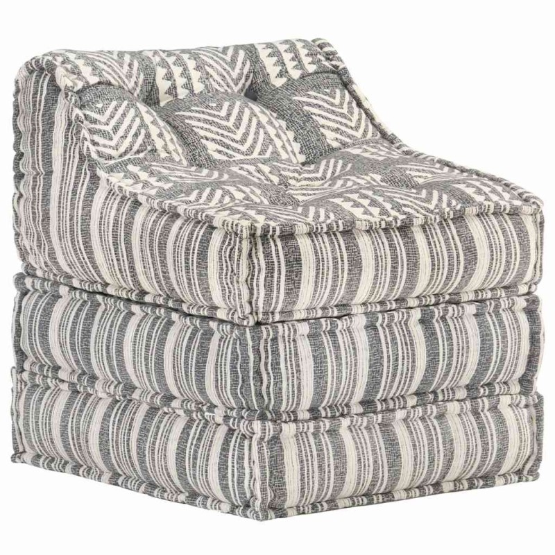 Pouf modulaire Gris rayé Tissu Pouf modulaire Gris rayé Tissu