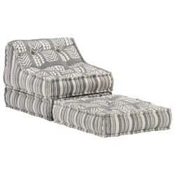 Pouf modulaire Gris rayé Tissu 