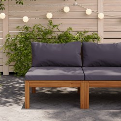 Canapé central sectionnel et coussins gris foncé Bois d'acacia 