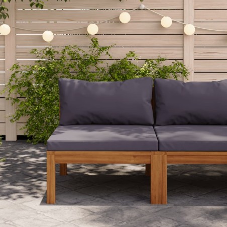 Canapé central sectionnel et coussins gris foncé Bois d'acacia 