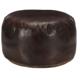 Pouf 60 x 30 cm Marron foncé Cuir véritable de chèvre 