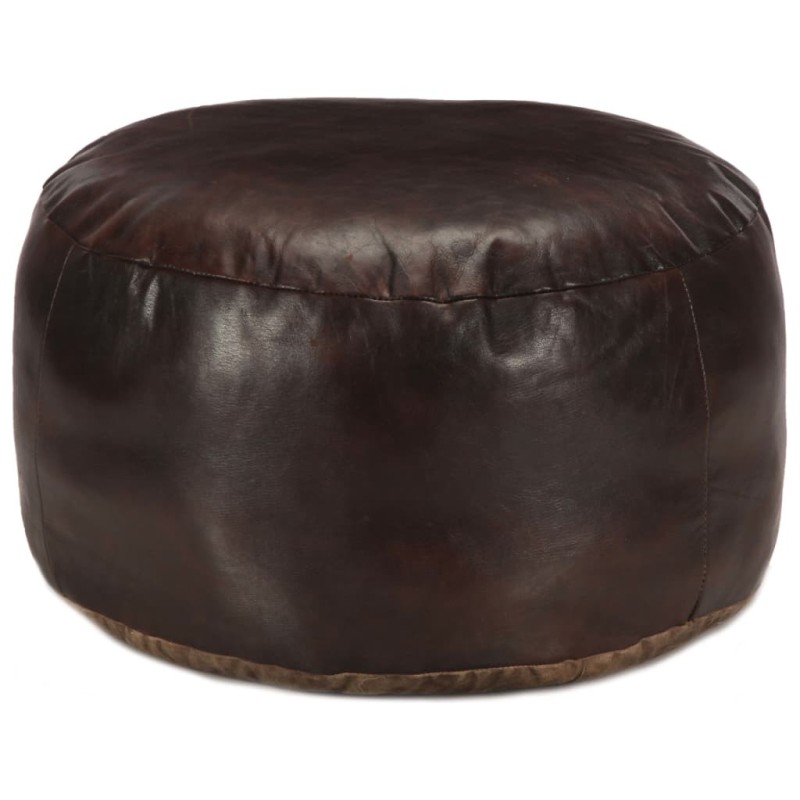 Pouf 60 x 30 cm Marron foncé Cuir véritable de chèvre Pouf 60 x 30 cm Marron foncé Cuir véritable de chèvre