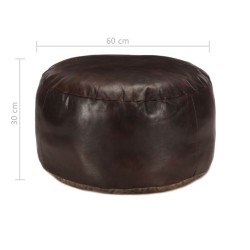Pouf 60 x 30 cm Marron foncé Cuir véritable de chèvre 