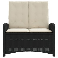 Banc inclinable de jardin avec coussins noir résine tressée 