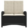 Banc inclinable de jardin avec coussins noir résine tressée 
