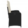 Banc inclinable de jardin avec coussins noir résine tressée 
