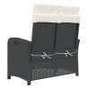 Banc inclinable de jardin avec coussins noir résine tressée 