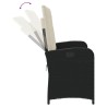 Banc inclinable de jardin avec coussins noir résine tressée 