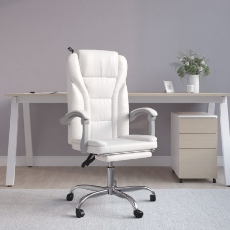 Fauteuil inclinable de bureau Blanc Similicuir 