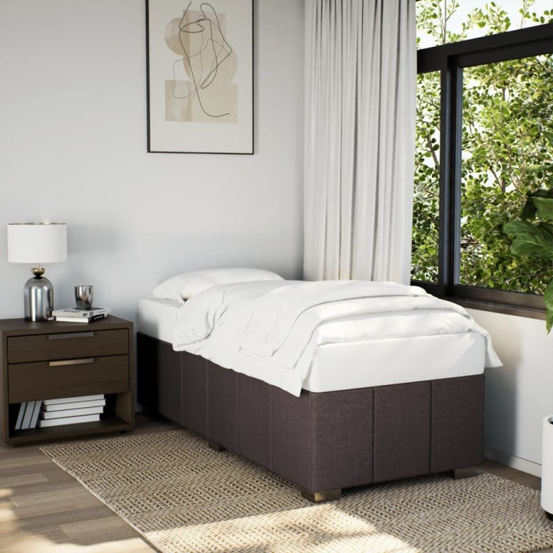 Cadre de lit sans matelas marron foncé 90x200 cm tissu Cadre de lit sans matelas marron foncé 90x200 cm tissu