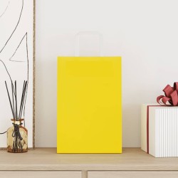Sacs en papier 250 pcs avec poignées jaune 21x11x31 cm 