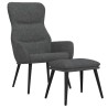 Chaise de relaxation avec tabouret Gris foncé Tissu 