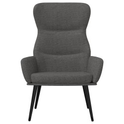 Chaise de relaxation avec tabouret Gris foncé Tissu 