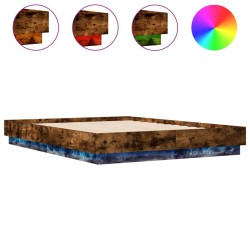 Cadre de lit avec LED sans matelas chêne fumé 120x190 cm 
