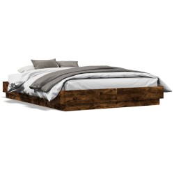 Cadre de lit avec LED sans matelas chêne fumé 120x190 cm 