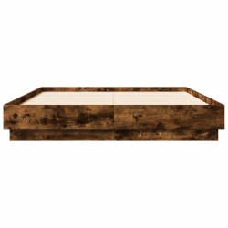 Cadre de lit avec LED sans matelas chêne fumé 120x190 cm 