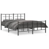 Cadre de lit métal sans matelas avec pied de lit noir 150x200cm 