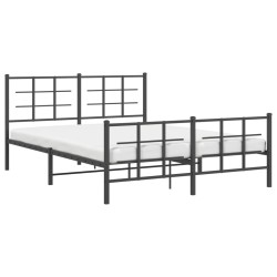 Cadre de lit métal sans matelas avec pied de lit noir 150x200cm 
