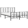 Cadre de lit métal sans matelas avec pied de lit noir 150x200cm 