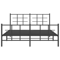 Cadre de lit métal sans matelas avec pied de lit noir 150x200cm 