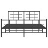 Cadre de lit métal sans matelas avec pied de lit noir 150x200cm 