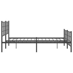 Cadre de lit métal sans matelas avec pied de lit noir 150x200cm 
