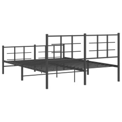Cadre de lit métal sans matelas avec pied de lit noir 150x200cm 
