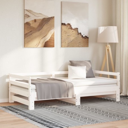 Lit coulissant sans matelas blanc 90x190 cm 