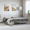 Cadre de lit métal sans matelas et pied de lit blanc 183x213 cm 