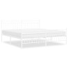 Cadre de lit métal sans matelas et pied de lit blanc 183x213 cm 