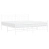 Cadre de lit métal sans matelas et pied de lit blanc 183x213 cm 