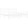 Cadre de lit métal sans matelas et pied de lit blanc 183x213 cm 