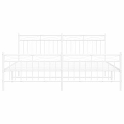 Cadre de lit métal sans matelas et pied de lit blanc 183x213 cm 