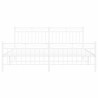 Cadre de lit métal sans matelas et pied de lit blanc 183x213 cm 