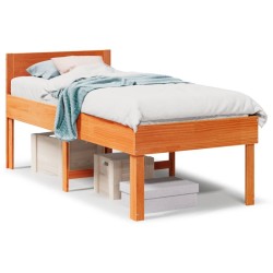 Cadre de lit sans matelas cire marron 75x190 cm bois pin massif 