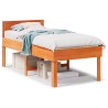 Cadre de lit sans matelas cire marron 75x190 cm bois pin massif 