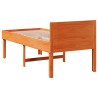 Cadre de lit sans matelas cire marron 75x190 cm bois pin massif 