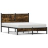 Cadre de lit en métal sans matelas chêne fumé 137x190 cm 