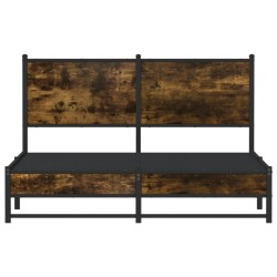 Cadre de lit en métal sans matelas chêne fumé 137x190 cm 