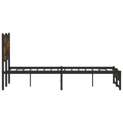 Cadre de lit en métal sans matelas chêne fumé 137x190 cm 