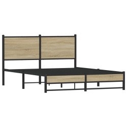 Cadre de lit en métal sans matelas chêne sonoma 137x190 cm 