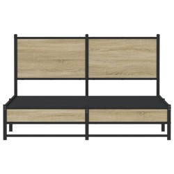 Cadre de lit en métal sans matelas chêne sonoma 137x190 cm 