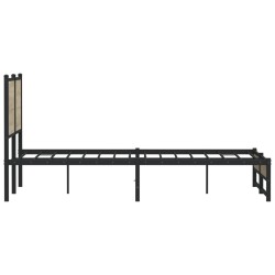Cadre de lit en métal sans matelas chêne sonoma 137x190 cm 