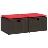 Salon de jardin avec coussins 2pcs marron résine tressée acacia 