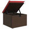 Salon de jardin avec coussins 2pcs marron résine tressée acacia 