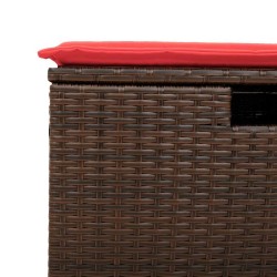 Salon de jardin avec coussins 2pcs marron résine tressée acacia 