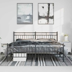 Cadre de lit métal sans matelas avec pied de lit noir 183x213cm 