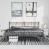 Cadre de lit métal sans matelas avec pied de lit noir 183x213cm 